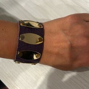 Purple and gold leather bracelet